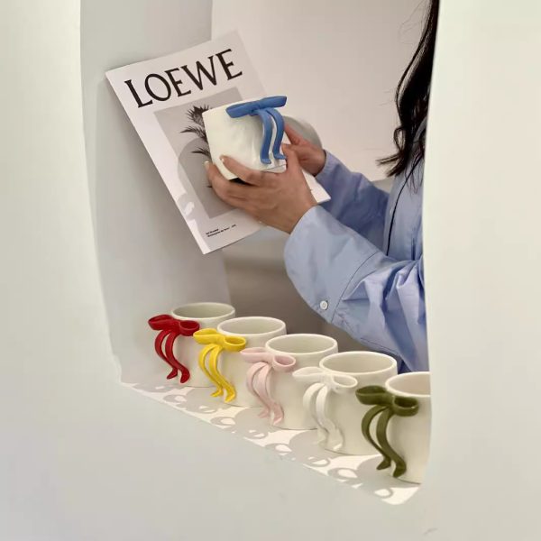 Ins Style 400ml Cute Ceramic Bow Mug