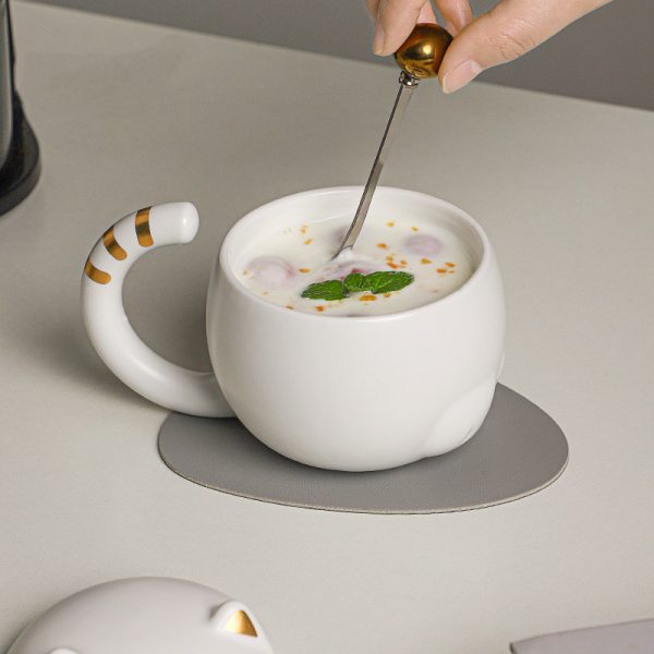 Cartoon Animal Ceramic Coffee Breakfast Mug With Lid