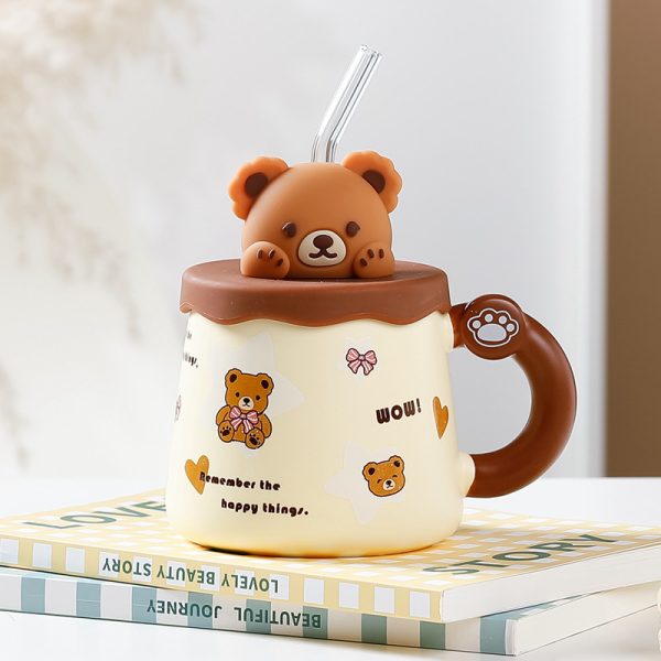 Bear Large Capacity Straw Mug With Lid