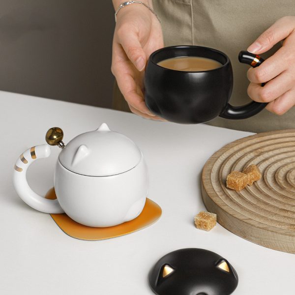 Cartoon Animal Ceramic Coffee Breakfast Mug With Lid