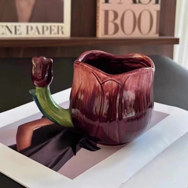 Heavy Painting Embossed Mug Tulip