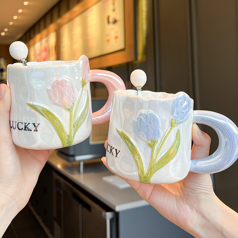 Creative Tulip Ceramic Cute High Appearance Gift Couple Coffee Mug