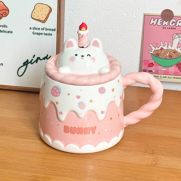 Ceramic Mug With Lid Cartoon Girl