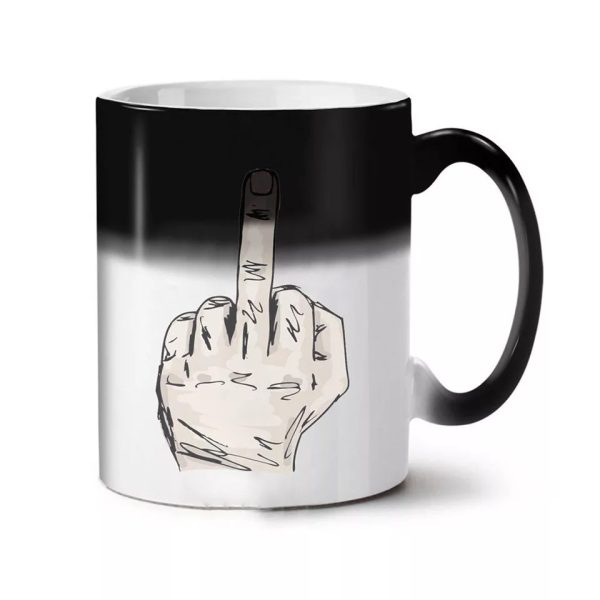 Creative Middle Finger Color Changing Mug Ceramic Thermal Gradient Temperature Sensing