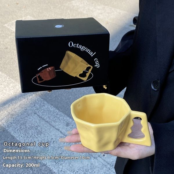 Simple Ink Octagonal Mug Good-looking Ceramic Cup