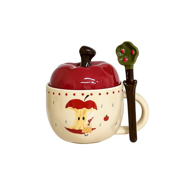 Cute Cartoon Ceramic Mug With Cover Spoon