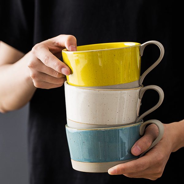 Microwaveable Japanese Stoneware Large Spoon Breakfast Mug