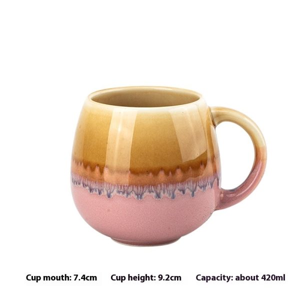 420ml Big Belly Mug Household Ceramic Water Cup Drinking Cup Girls Creative Kiln Baked Color Matching Tea Cup