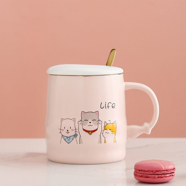 Creative Ceramic Coffee Mug With Lid Spoon