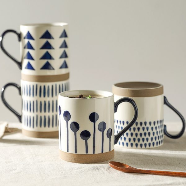Ceramic Coffee Mug Breakfast Oatmeal Hand-painted Office Water Cup With Handle Microwave Safe