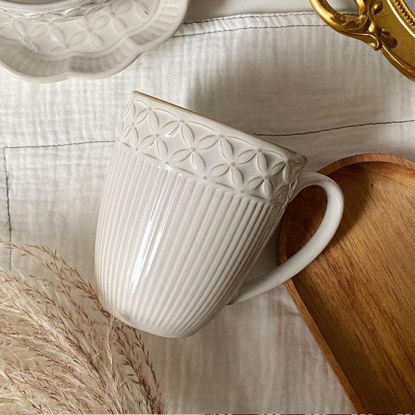 Mug Made Old Ceramic Kiln Glazed Cup With Bottom Plate Solid Color