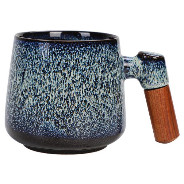 Kiln Change Ceramic Mug Office Wooden Handle Handle
