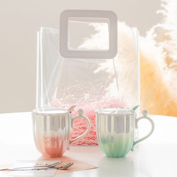 Girls Drinking Glasses Couple Pearl Ceramic Mug Mug With Lid
