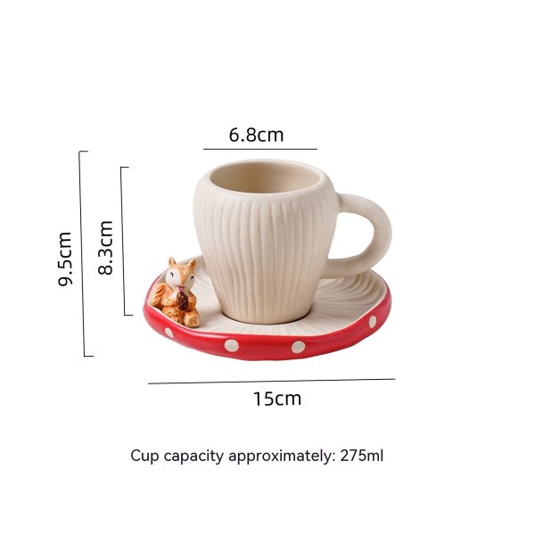 Cartoon Cute Good-looking Red Mushroom Ceramic Tableware Mug Dim Sum Plate Rice Bowl Instant Noodle Bowl Salad Bowl Spoon