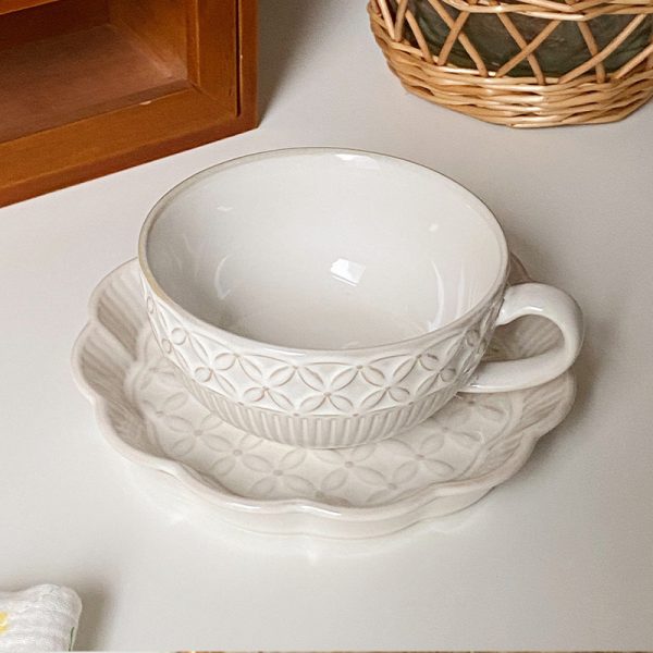 Mug Made Old Ceramic Kiln Glazed Cup With Bottom Plate Solid Color