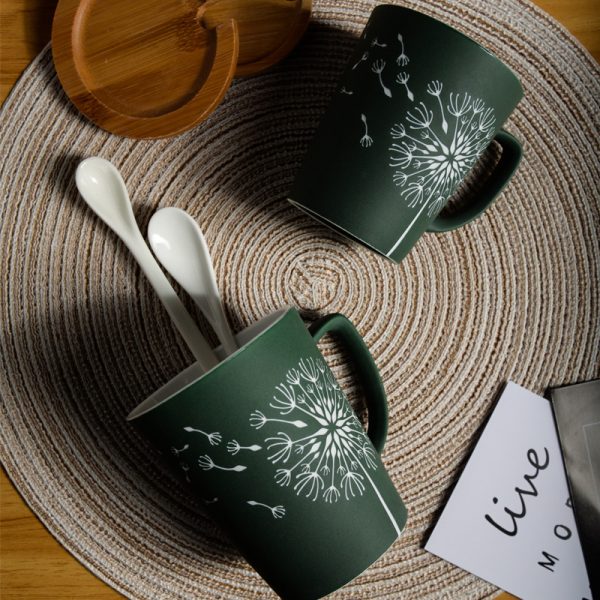 Large Capacity Simple Modern Creative Mug With Lid And Spoon