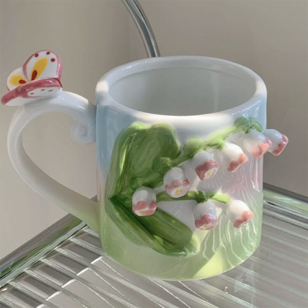 Girl Tulip Girl Heart Hand Painted Mug Ceramic