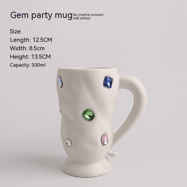 Gem Mug High-grade Coffee Cup Light Luxury Good-looking Lovers Ceramic Cup