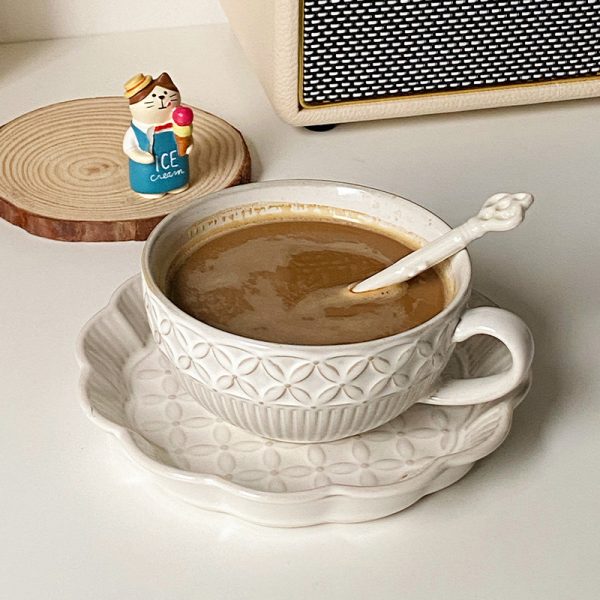 Mug Made Old Ceramic Kiln Glazed Cup With Bottom Plate Solid Color