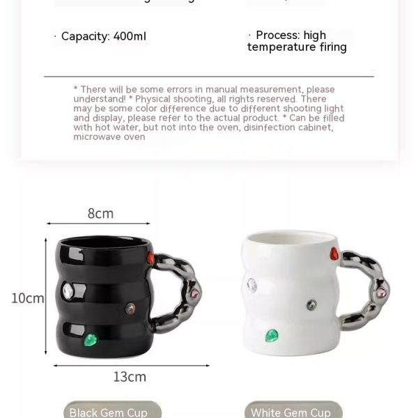 Creative Gem Mug Light Luxury Household Cups Ceramic Good-looking Enamelled Cup Thickened Handle Ceramic Cup
