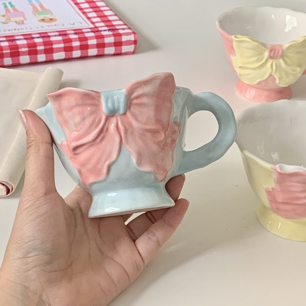 Three-dimensional Bow Ceramic Mug Lovely Girl Heart