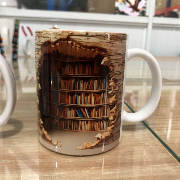 3D Bookshelf Mug Creative Ceramic Water Cup With Handle A Library Shelf Space Book Lovers Coffee Mug Birthday Christmas Gift