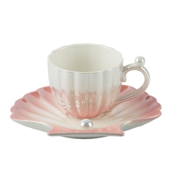 Shellfish Small Ceramic Mug High-end Cup And Saucer Set