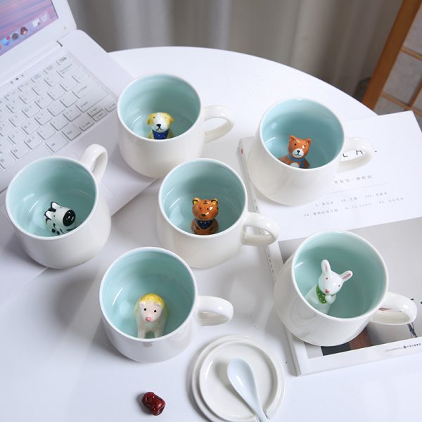 Creative 3D Animal Ceramic Mug Coffee Cup Cute Cartoon Single Layer Simple Mug