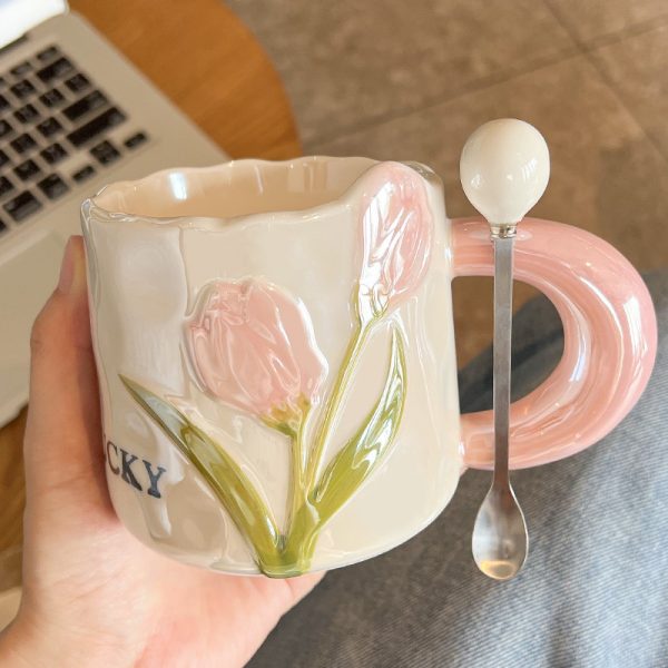 Creative Tulip Ceramic Cute High Appearance Gift Couple Coffee Mug
