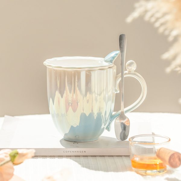 Girls Drinking Glasses Couple Pearl Ceramic Mug Mug With Lid