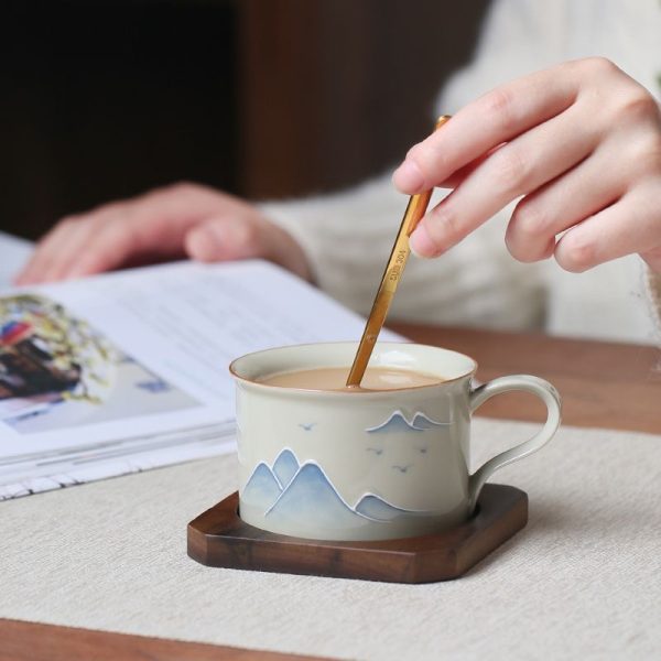 Hand Painted Landscape Coffee Cup Underglaze Household Mug