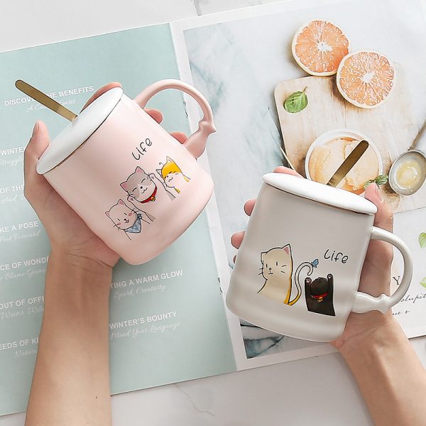 Creative Ceramic Coffee Mug With Lid Spoon
