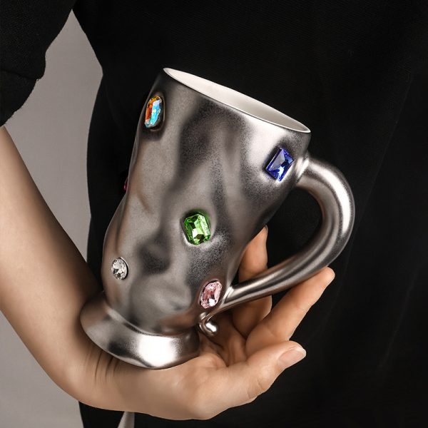 Gem Mug High-grade Coffee Cup Light Luxury Good-looking Lovers Ceramic Cup