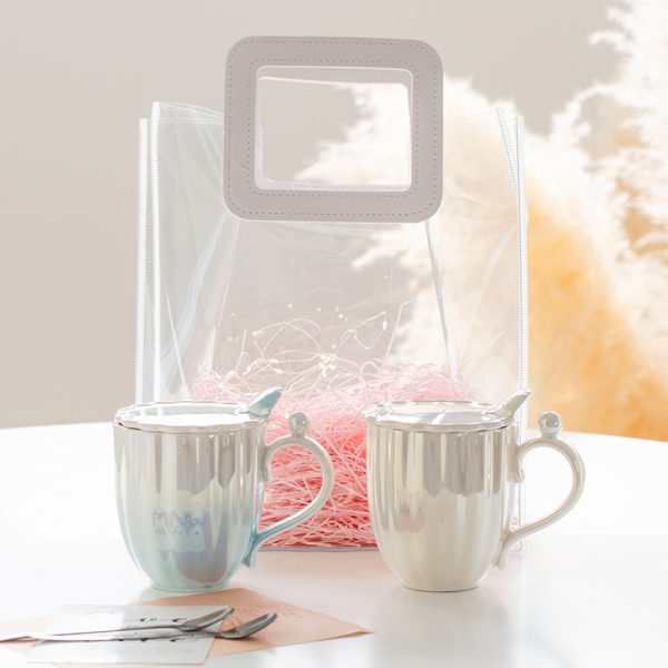 Girls Drinking Glasses Couple Pearl Ceramic Mug Mug With Lid