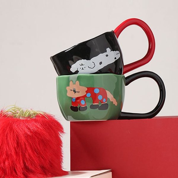 Cute Cartoon Milk Oatmeal Couple Coffee Mug Cup