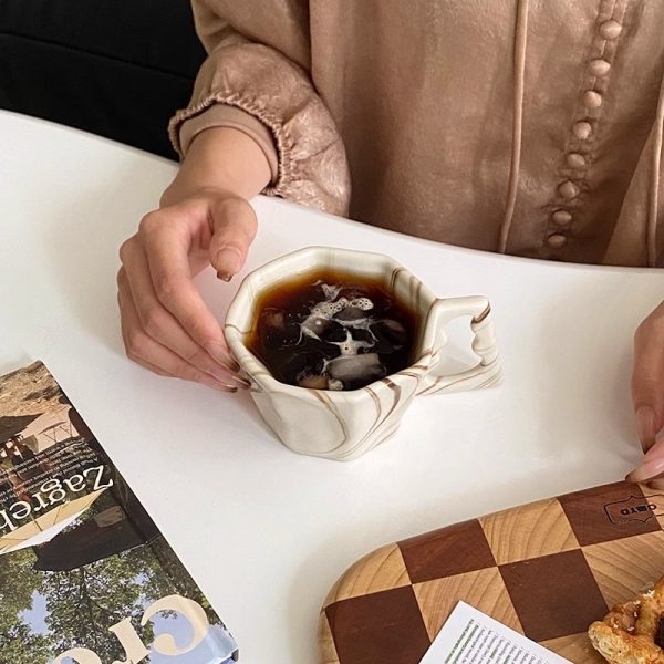 Simple Ink Octagonal Mug Good-looking Ceramic Cup