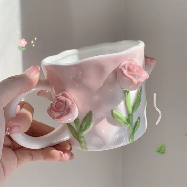 Girl Tulip Girl Heart Hand Painted Mug Ceramic