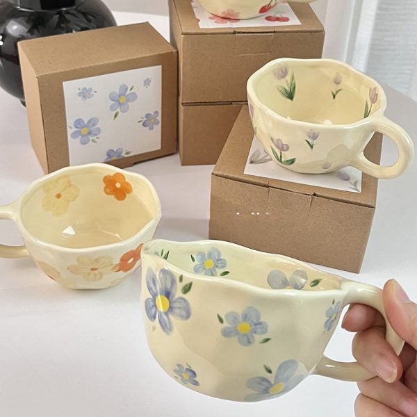 Korean-style Cute Milk Yellow Hand Pinch Mug Hand-painted Breakfast Mug