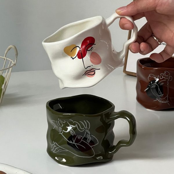 Creative, High-end Mug With Textured, Hand-painted Design