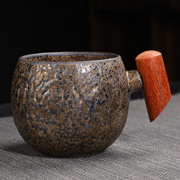 Kiln Change Ceramic Mug Office Wooden Handle Handle