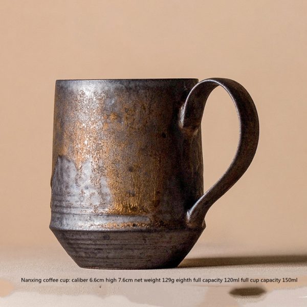 Retro Ceramic Rust Glaze Mug Gilt Simplicity