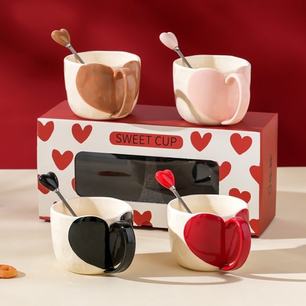 Heart-shaped Ceramic Mug Birthday Gift Souvenir Office Coffee Cup