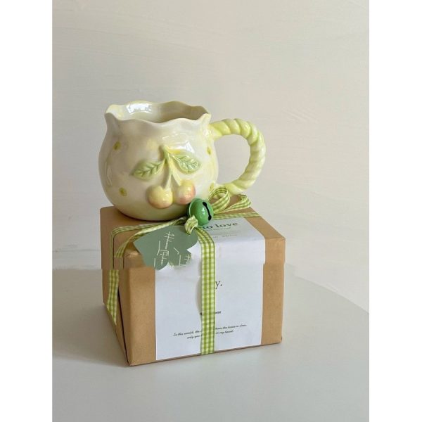 Handmade Irregular Cute Cherry Art Niche Mug
