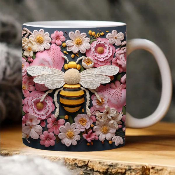 3D Bee Pattern Ceramic Coffee Mug