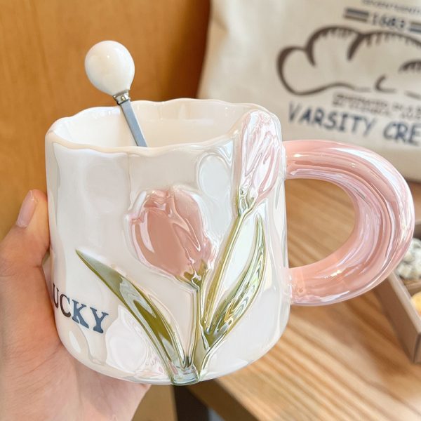 Creative Tulip Ceramic Cute High Appearance Gift Couple Coffee Mug