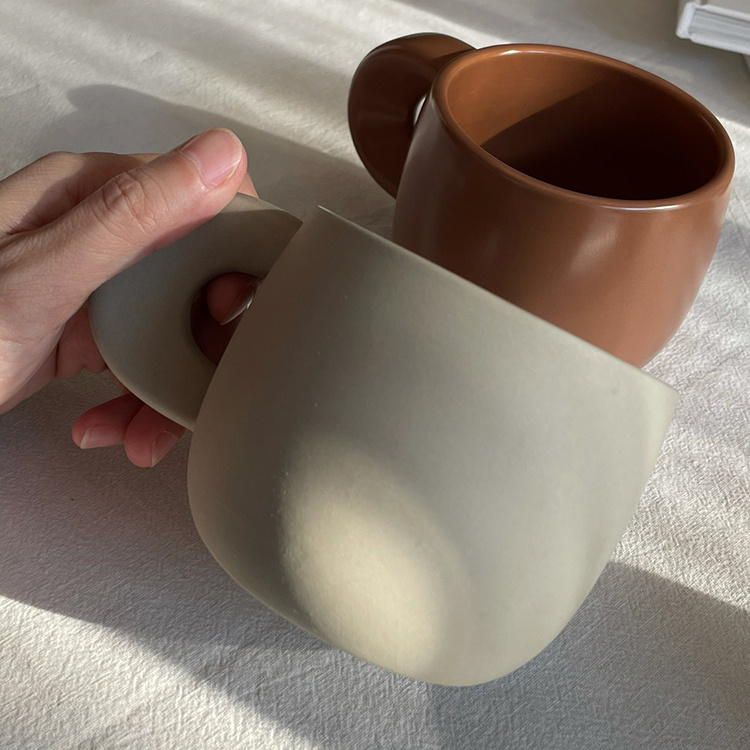 Three-color Matte And Frosted Texture Mug Large Capacity Microwaveable