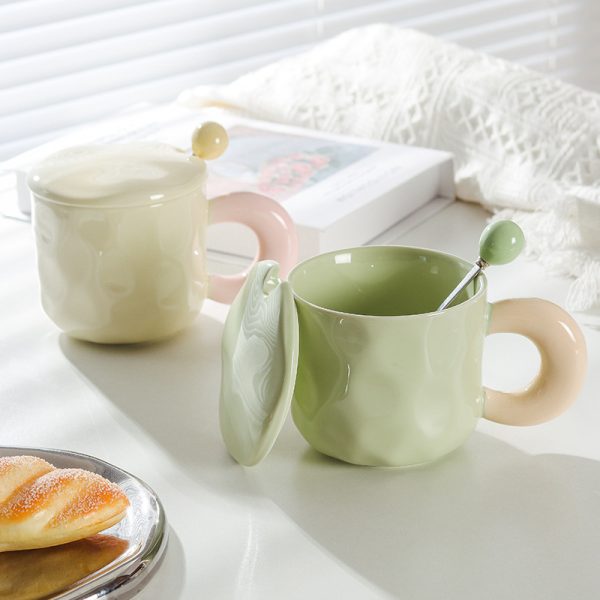 Cute Girl Good-looking Ceramic With Cover Spoon Mug