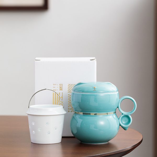 Ceramic Mug Water Cup Tea Water Separation With Cover Strain Office Couple Tea Business Gift