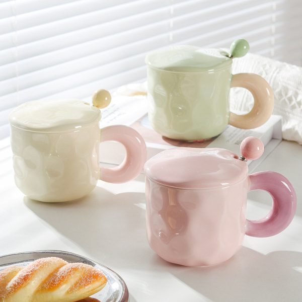 Cute Girl Good-looking Ceramic With Cover Spoon Mug