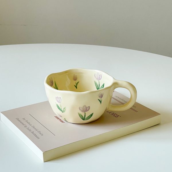 Korean-style Cute Milk Yellow Hand Pinch Mug Hand-painted Breakfast Mug